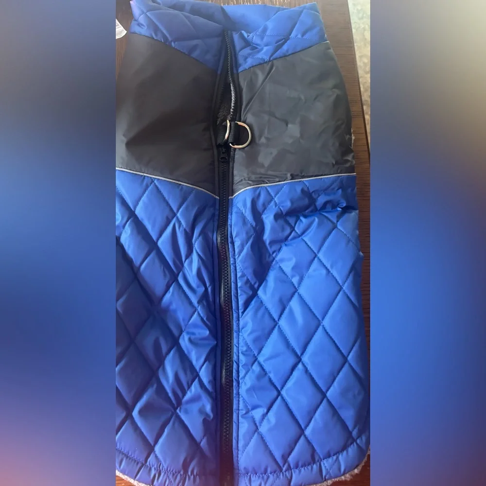 Blue and Black Quilted Dog Jacket